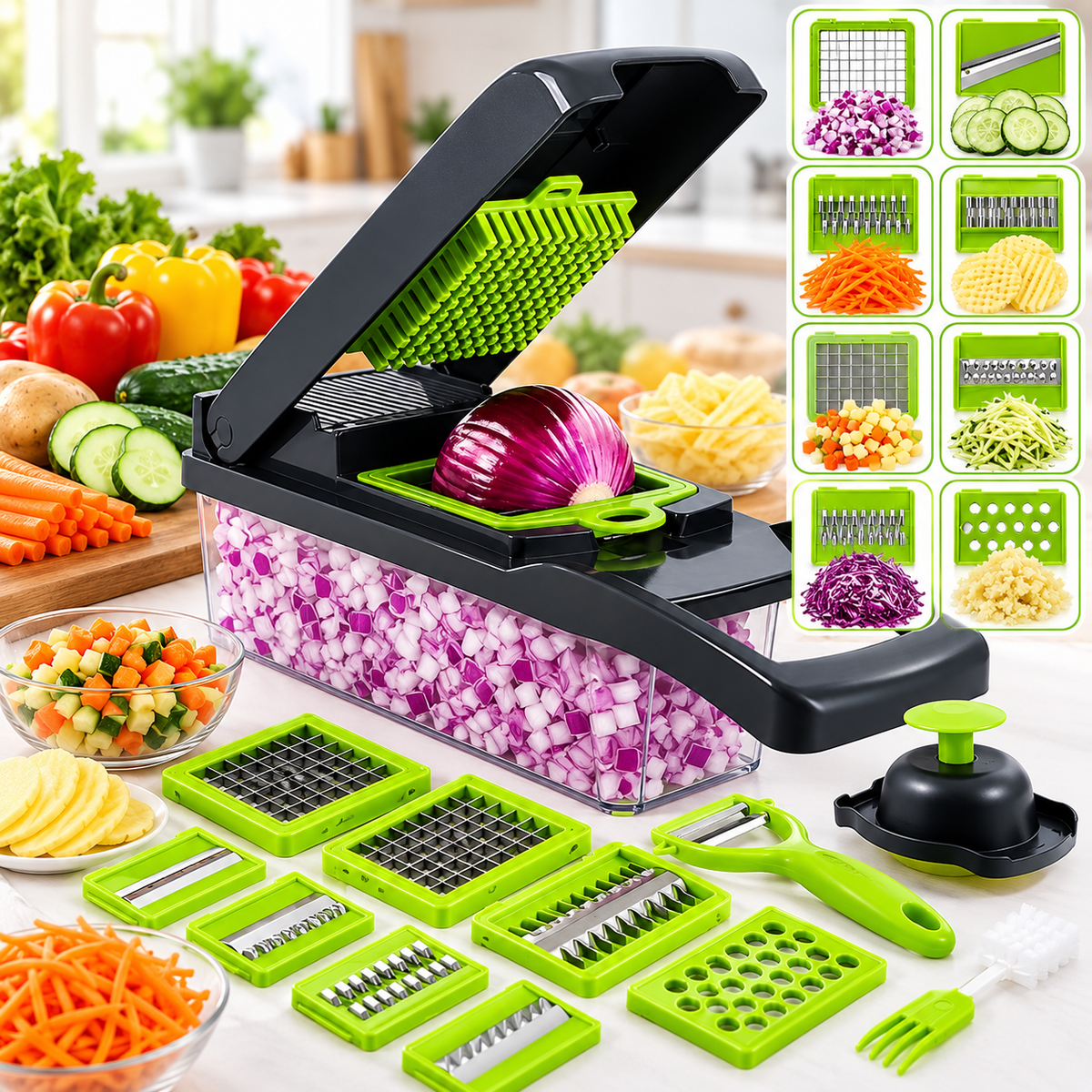 16-in-1 Multifunctional Vegetable Chopper, Slicer & Grater